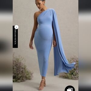 Chic One-Shoulder Blue Gown